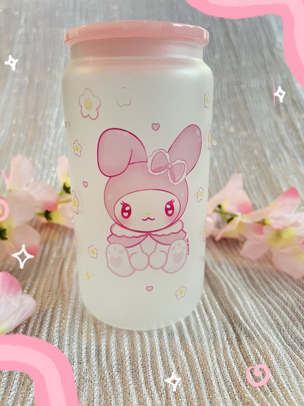 Pink Bunny - Glass Cup