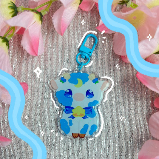 Cute Blue Moon Cow - Keychain