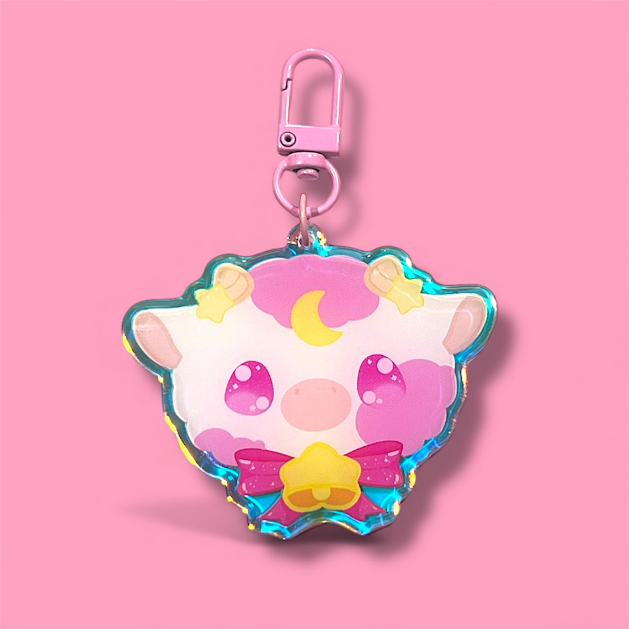 Moon Cow | Pink - Keychain