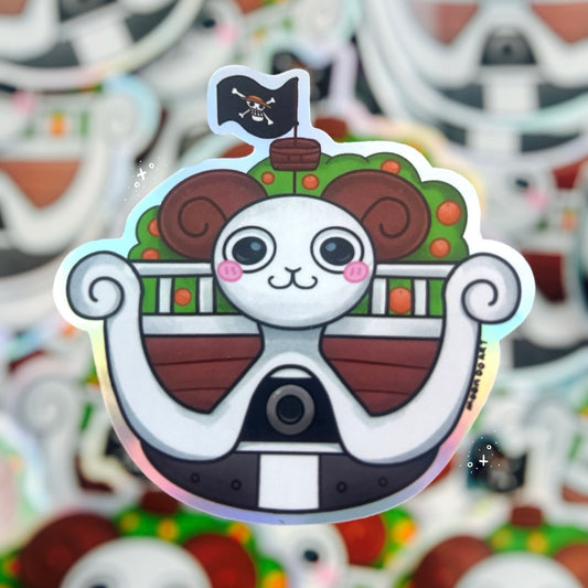 Pirate King Sheep Boat- Holographic Sticker